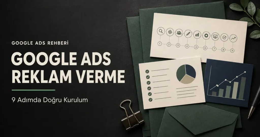 Google Ads reklam verme sürecini 9 adımda anlatan kampanya kurulum görseli