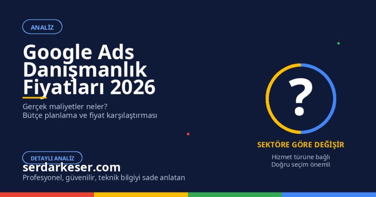 Google Ads Danışmanlık Fiyatları 2026: Detaylı Maliyet Analizi