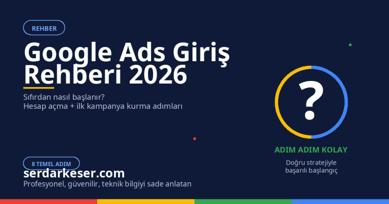 Google Ads Giriş: Yeni Başlayanlar İçin Detaylı Rehber 2026