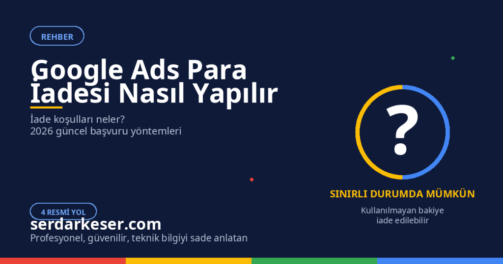 Google Ads Para İadesi Nasıl Yapılır: 2026 Detaylı İade Rehberi 1 Google Ads Para İadesi Nasıl Yapılır: 2026 Detaylı İade Rehberi