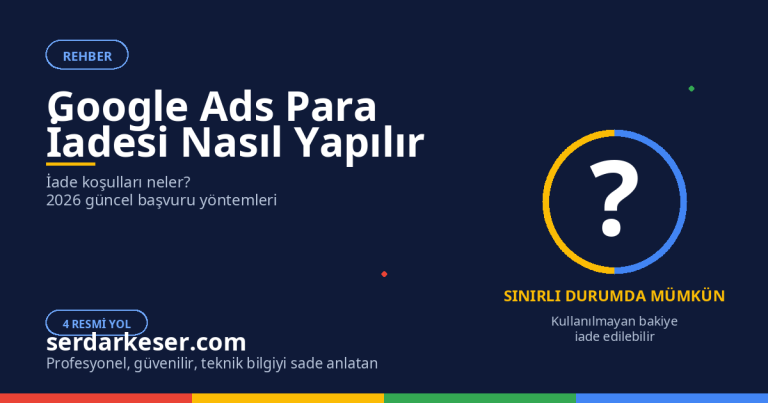Google Ads Para İadesi Nasıl Yapılır: 2026 Detaylı İade Rehberi