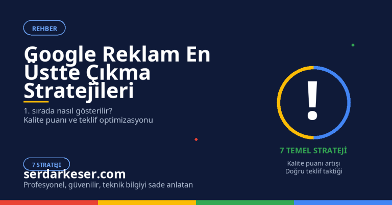 Google Reklam En Üstte Çıkma: Arama Sonuçlarında 1. Sırada Gösterilme Rehberi