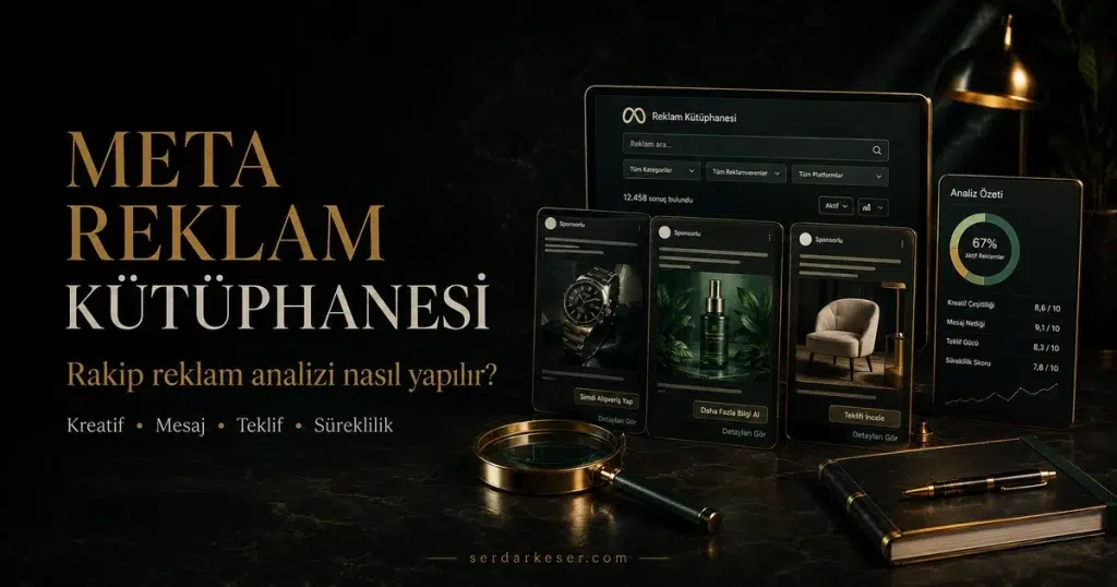 Meta Reklam Kütüphanesi ve Facebook Reklam Kütüphanesi ile rakip reklam analizi rehberi öne çıkan görseli