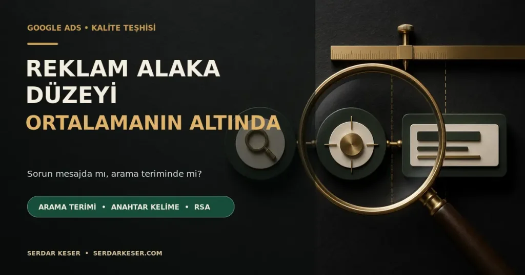 Google Ads’te Reklam Alaka Düzeyi Ortalamanın Altında: Ne Yapmalı? 1 Google Ads reklam alaka düzeyi ortalamanın altında teşhis ve iyileştirme görseli