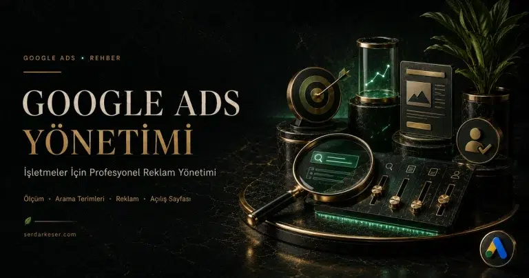 Google Ads yönetimi işletmeler için profesyonel reklam yönetimi rehberi premium öne çıkan görseli